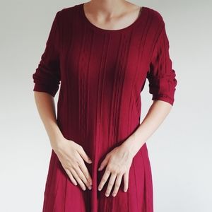 Dana Buchman L red knit sweater knee length dress